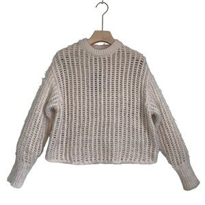 Universal Thread Womens Fabric Blend Cream Open-Knit Sweater Size XS